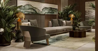 a living room with a couch and a table at Cozy Studio in Westwood By IMTIAZ in Dubai