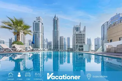 a swimming pool in the middle of a city at Liv Residences - Spacious Two Bedroom in Dubai