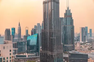 a view of a city skyline with tall buildings at Elite Royal Apartment - Full Burj Khalifa & Fountain View - Luxury Edition - Strategos in Dubai