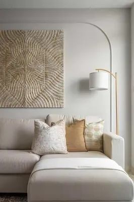 a white couch in a living room with a lamp at GuestReady - Stunning hideaway in Dubai Marina in Dubai