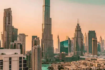 a view of a large city with tall buildings at Elite Royal Apartment - Sky Series - Panoramic Burj Khalifa, Skyline & Fountain View - Admiral in Dubai