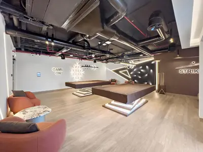 a room with couches and a table in a room at Stylish 1 BR Apartment close to JBR Beach in Dubai