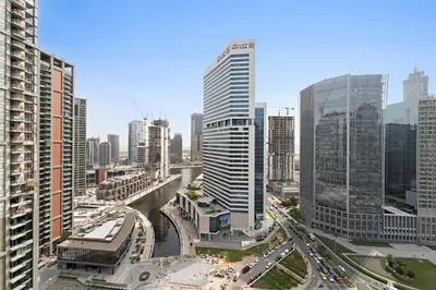 a view of a city with tall buildings at StoneTree - Newly Furnished - Stylish in Dubai