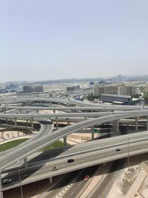 an overhead view of a highway with cars on it at Large 1BR with Great View in Dubai