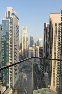 a view of a city with tall buildings at Luxury Downtown Dubai Burj Khalifa & Fountain View in Dubai