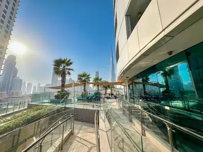 a building with a view of the city at Panoramic Burj Khalifa View Luxury 2BR Penthouse in Dubai