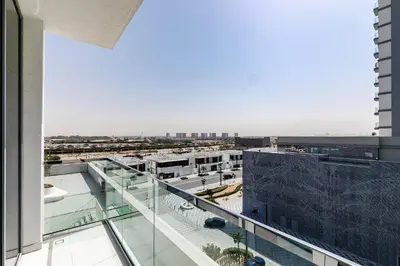 a view from the balcony of a building at Spacious 1 BR Lagoon in Dubai