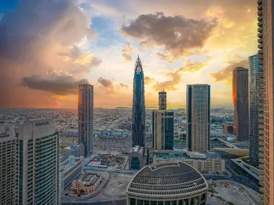 a view of a city with skyscrapers at Venetian - The Address Residences Dubai Opera Full Burj & Fountain Views in Dubai