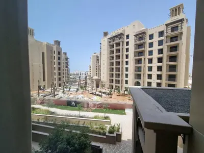 a view of a city with tall buildings at 1BD Partial Burj Al Arab View Prime Location in Dubai