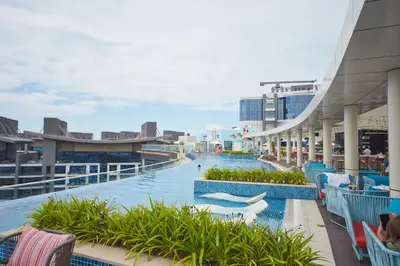 a pool on the top of a cruise ship at Hight-floor Studio Atlantis view in Dubai
