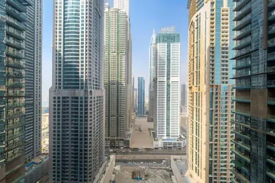 a view of a city with many tall buildings at Silkhaus Modern Dubai Marina 1BDR Marina Gate in Dubai