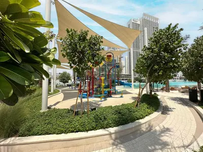 a playground in front of a resort at Dubai Creek in Dubai