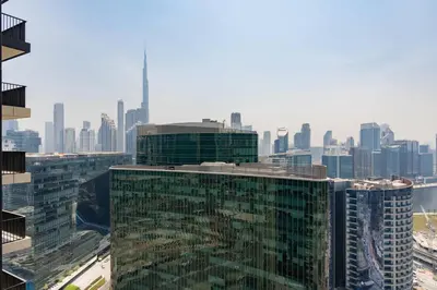a view of a city skyline with tall buildings at 1 Bedroom - Ahad Residence - Business Bay - Dubai in Dubai