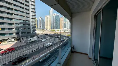 a view of a city street from a building at Dubai Marina - Stylish Studio Apartment - Marina Diamond 2 in Dubai