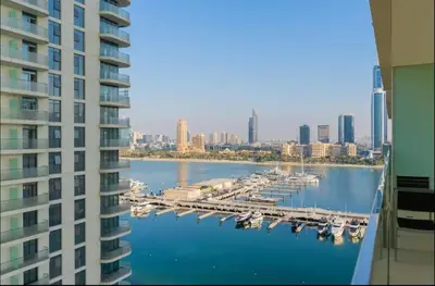 a view of a marina from a building at AWS Holiday Homes - Memories by the Beach in Dubai