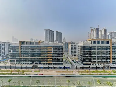 a view of a city with tall buildings at Bright Studio in Azizi Riviera Perfect Getaway in Dubai