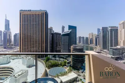 a view of a city skyline with buildings at The Elegant Escape in Dubai