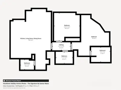 a black and white floor plan of a house at The Signature - Two Bedroom in Downtown Dubai in Dubai