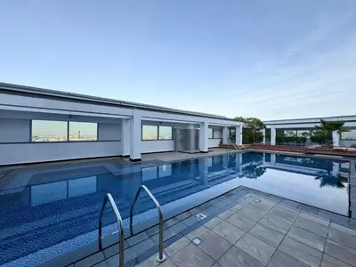 a swimming pool in the backyard of a house at LUXE | 1BR | Heart of DIFC & Trade Centre in Dubai