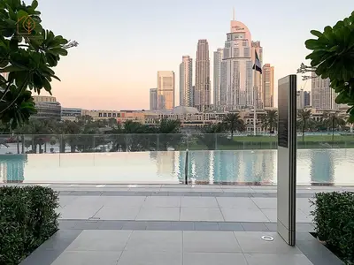 a view of a city skyline from a pool at Luxury Home with City Views Near Dubai Mall 196GR-1 in Dubai