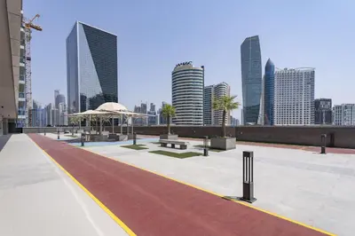 a view of a city skyline with tall buildings at Studio Apartment featuring Alexa in Elite Residence - Allsopp & Allsopp in Dubai