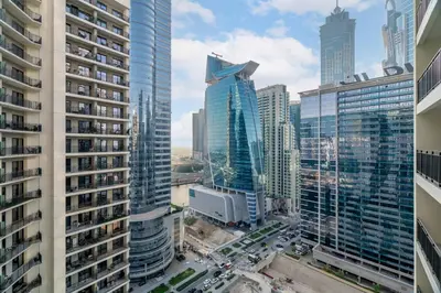an aerial view of a city with tall buildings at GuestReady - Business Bay delight in Dubai