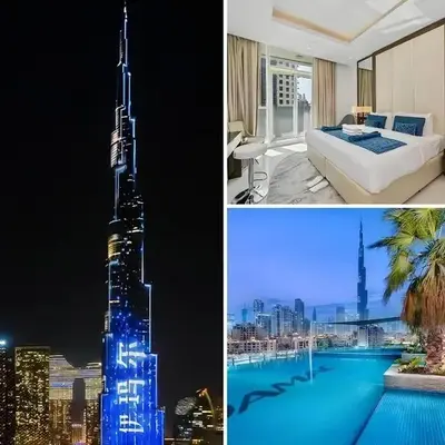 Luxury 3BR Burj Khalifa View Infinity Pool Spa Gym