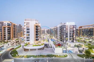 an aerial view of a city with tall buildings at Relaxing 1BR Apartment with Built-in Wardrobe & Community View in Azizi Riviera 4, Al Merkadh by Deluxe Holiday Homes in Dubai
