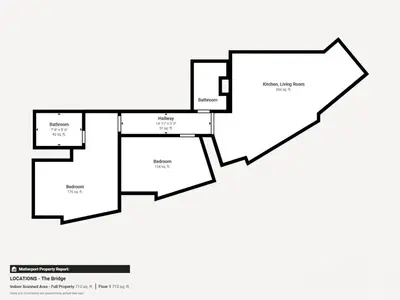 a black and white floor plan of a house at The Bridge - Tranquil Two Bedroom in Sports City in Dubai