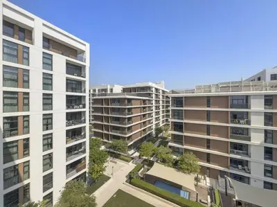 an aerial view of buildings in a city at Modern 1 Br Near To Park in Dubai
