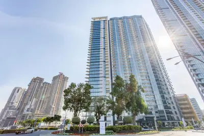 a tall building in the middle of a city at STAY BY LATINEM Luxury 2BR Holiday Home W205 near Burj Khalifa in Dubai