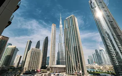 a view of a city with many tall buildings at Lux Escape, Burj Crown Opera View, Near Dubai Mall in Dubai