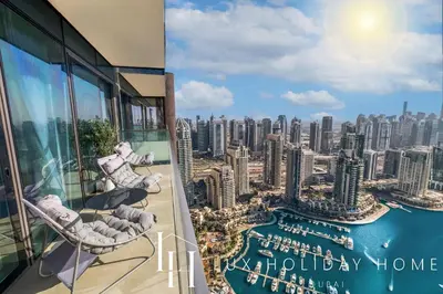 a view of the city from the top of a building at LUX The Marina Gate Sea View Suite 2 in Dubai