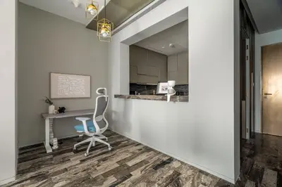 an office with a desk and a chair at GuestReady - Charm stay in Dubai Marina in Dubai
