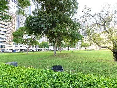 a park with a tree and some bushes and buildings at Luxurious apartment in Downtown, Dubai in Dubai