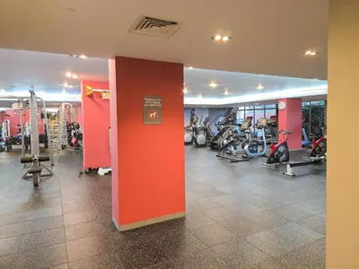 a gym with bikes and machines in a room at EasyGo- amazing 1bdr with view south ridge- downtown in Dubai