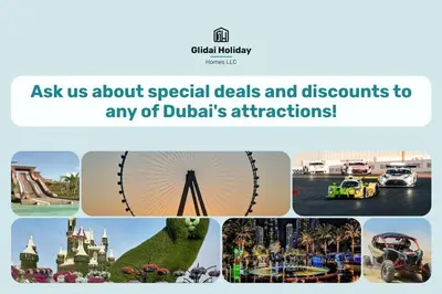 a screenshot of the dublin website with a picture of attractions at Lovely Studio in Bloom Tower, 10 minutes to Marina in Dubai