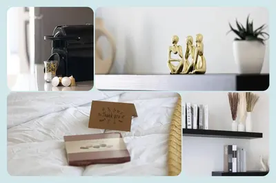 a picture of a bed with a sign on it at Lovely Studio in Bloom Tower, 10 minutes to Marina in Dubai
