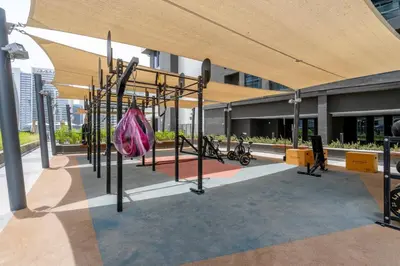 an empty playground in a building with a building at GuestReady - Urban retreat at 15 Northside in Dubai