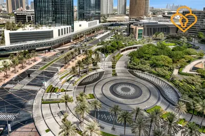 an aerial view of a city with a building at Keysplease 2 BR Address Opera walking to Dubai Mall 55 in Dubai