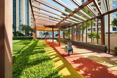 a rendering of a building with a garden at Downtown Luxury Treat - Premium Location! 2 bedroom! in Dubai
