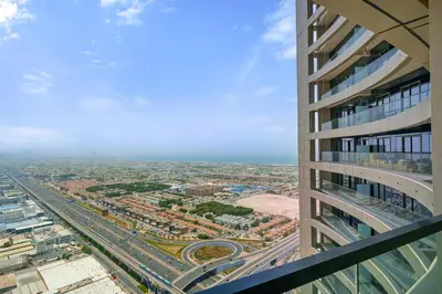a view of a city from a tall building at Higher Floor 2BR in Aykon City Discounted Prices in Dubai