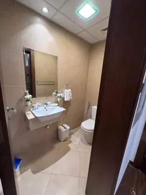 a bathroom with a sink and a toilet and a mirror at Live a life of luxury in Dubai