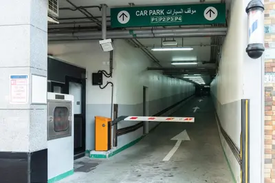 a subway tunnel with a sign on the side of it at Marina Sea View,Elegant and Spacious - High Floor in Dubai