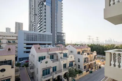 an aerial view of buildings in a city at Frank Porter - Hanover Square in Dubai