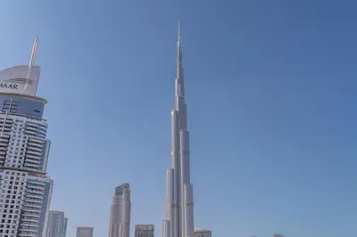 a view of the burj khalifa tallest building in the world at Downtown Elegance - 1BR Apartment with Unmatched Burj Khalifa Views in Dubai