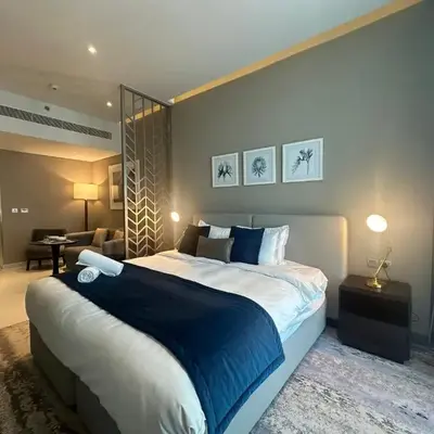 Business Bay Modern studio with a Pool view at DAMAC Maison Prive