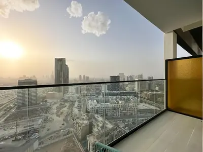 a view of a city from a skyscraper at Trophy Luxury Stellar Sky Suites in JVC with Great Views in Dubai