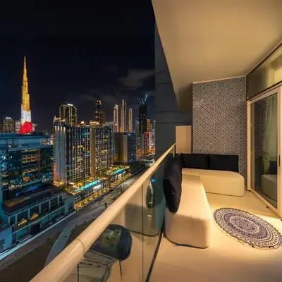 Luxury Apartment with Balcony & Full Burj Khalifa View by Dejaview Stays