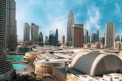 a view of a city with many tall buildings at Modern Stylish 2 Bedroom Apartment with Burj Khalifa View in Dubai